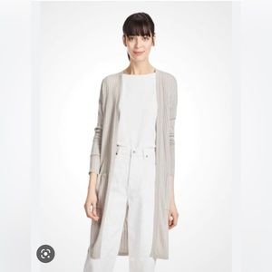 Uniqlo Cream White Ribbed Long Cardigan